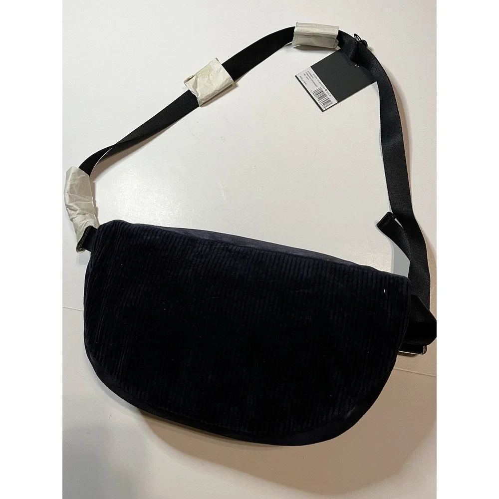 John Varvatos NWT Suede Corduroy Crossbody Bag Blue Three Star USA
